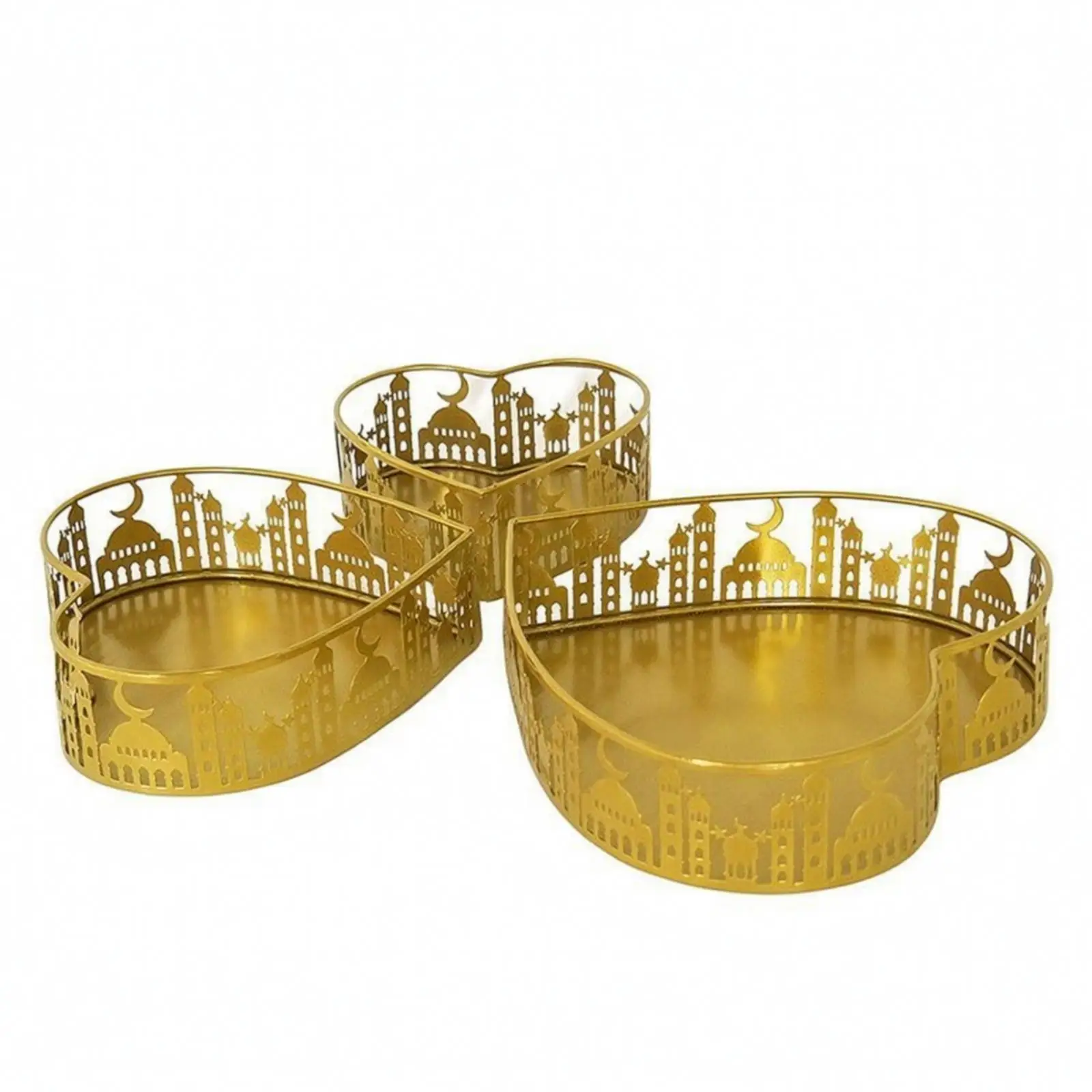 Elegant Gold Metal Serving Tray with Dome Cutout Design for Fruits Sweets Pastries Coffee Table Decor Centerpiece