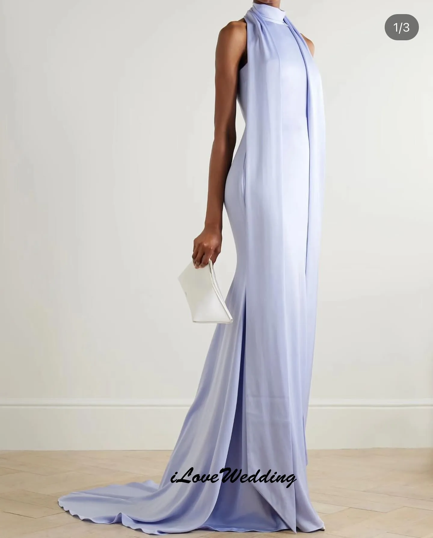 

Light Purple High Neck Prom Dresses 2025 Satin Sleeveless Sweep Train Elegant Women Party Dress Formal Evening Dress Customized