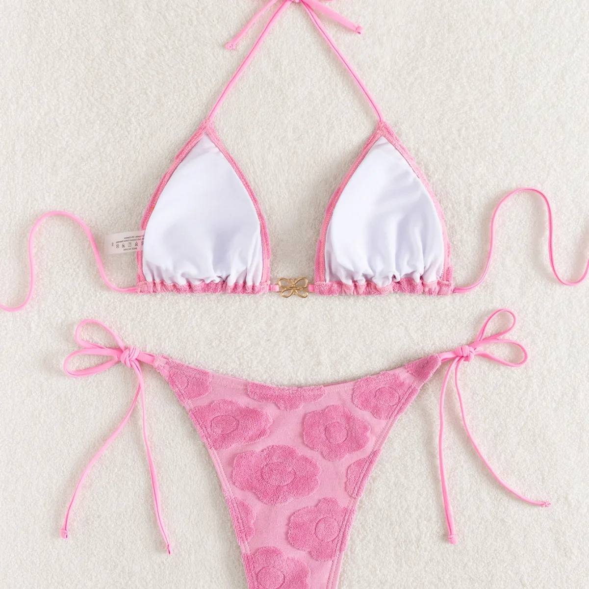 Split bikini swimsuit 2025 new sexy three-point swimsuit printed with European and American straps
