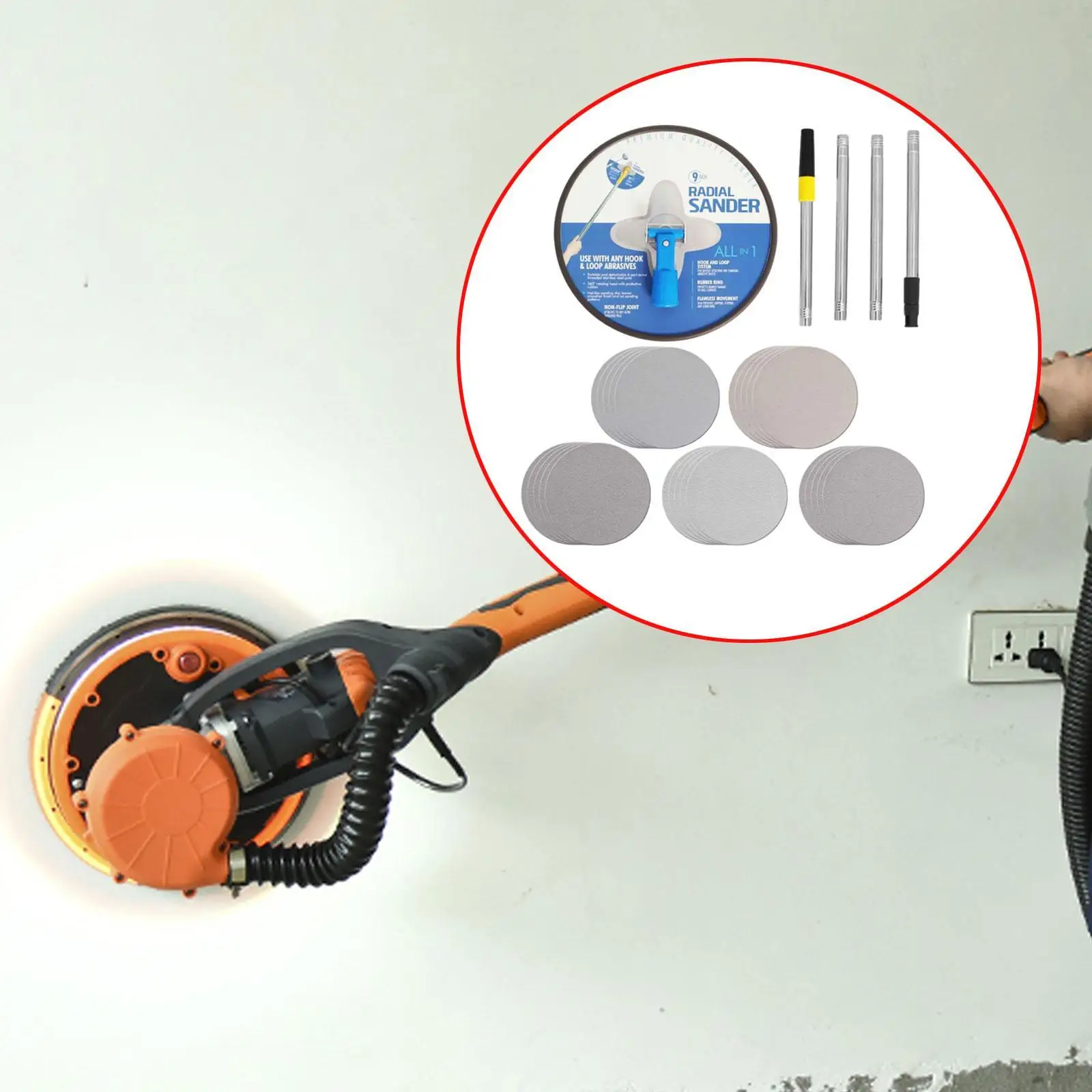 Handheld Adjustable Pole Drywall Sander Ergonomic Design 360 Degree Rotating