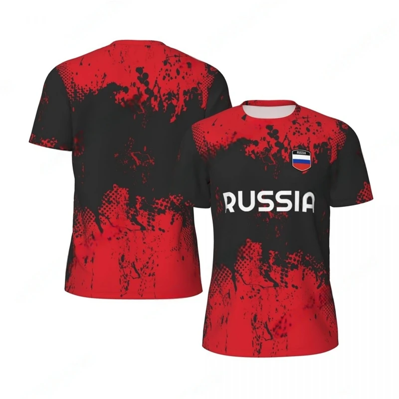 Fashion Russia Flag Graphic Football T Shirts For Men Trend Summer 3D National Emblem Printed T-shirts Loose Quick Dry Tees Tops