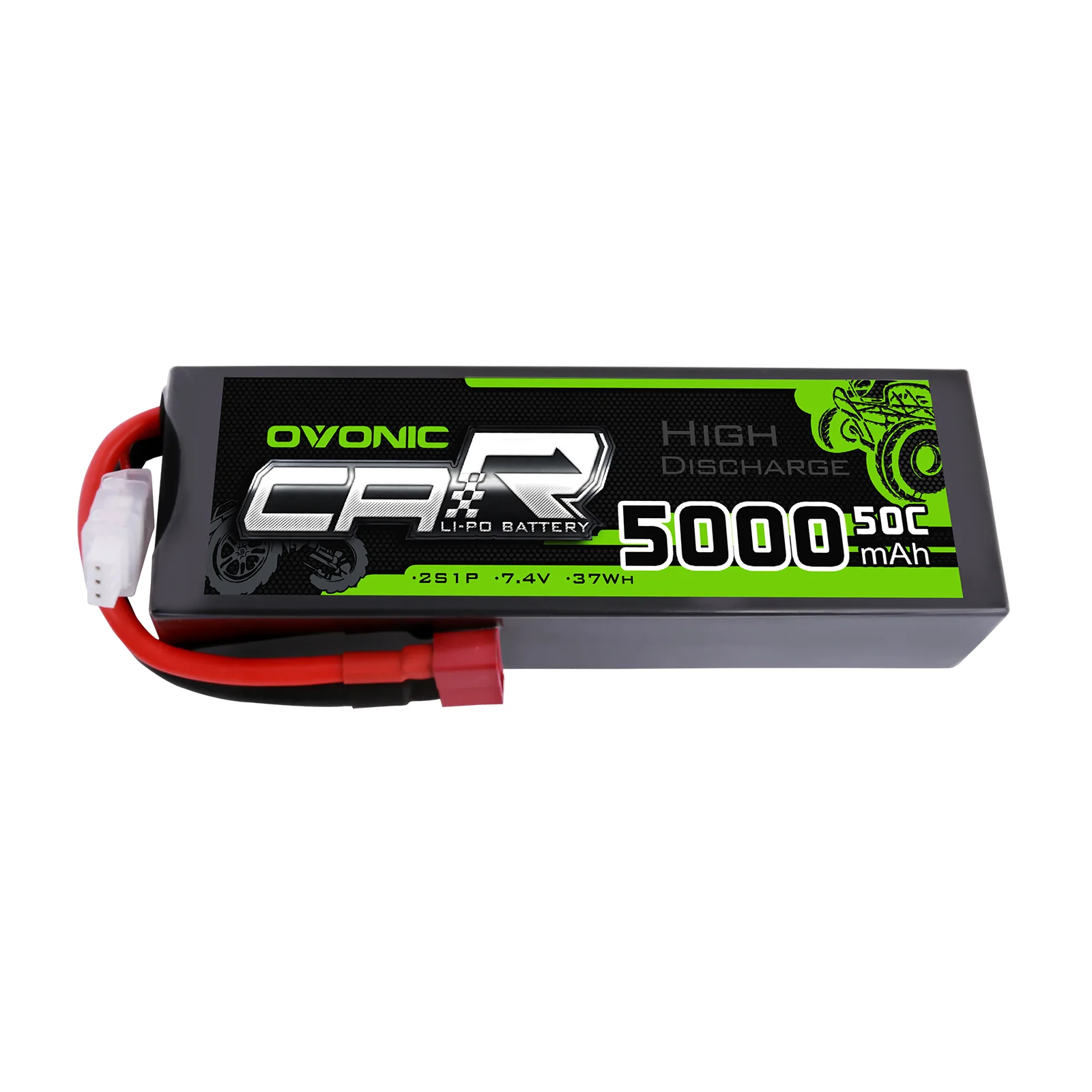 Batteria Lipo OVONIC 7.4V 5000mAh 50C 2S con custodia rigida e connettore T per auto RC Bigfoot Arrma Axial Losi Slash Buggy Monster Truck