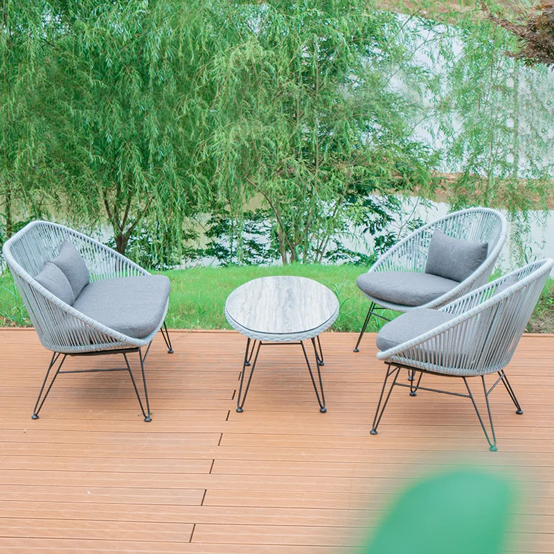 HYS rattan furniture bed and breakfast inn balcony single small sofa rattan chair outdoor courtyard outdoor table and chairs