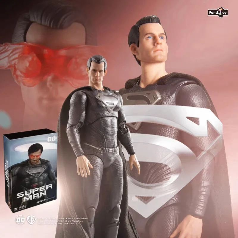 New Original Fondjoy Dc Authentic Authorization Justice League 1/9 Black Superman Handmade Joint Moving Doll Model Toy Gift