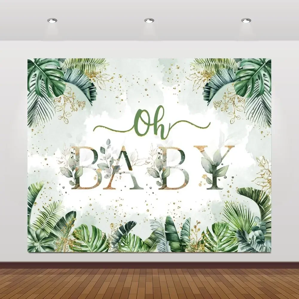 

Фон для фотосессии в стиле сафари-джунглей с тропическими зелеными листьями для вечеринки в честь рождения ребенка, фон для фотосъемки в студии