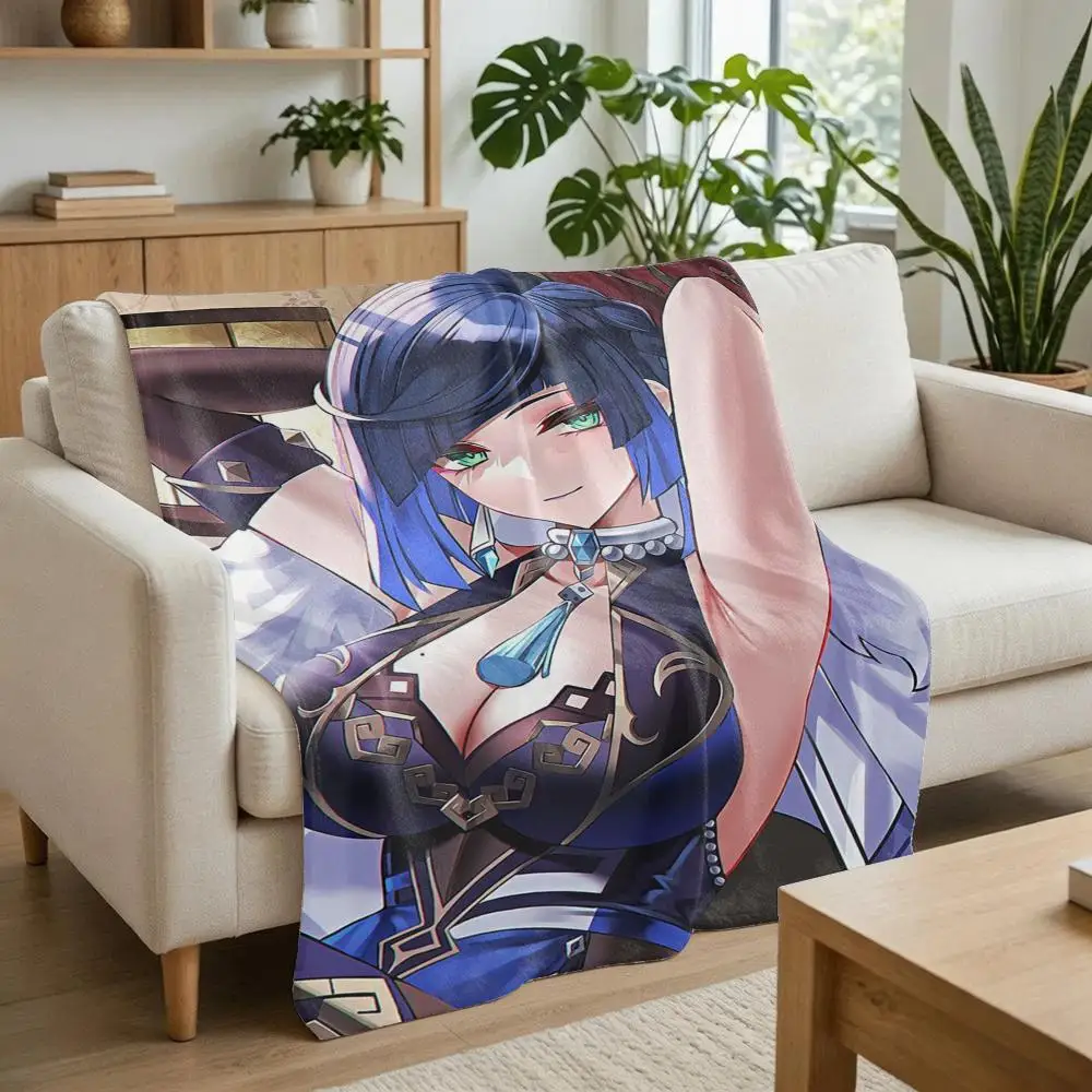 Genshin Impact Yelan Throw Flannel Throw Blanket Soft Lightweight Blanket for Sofa Couch Bed Office Naps Travel Home