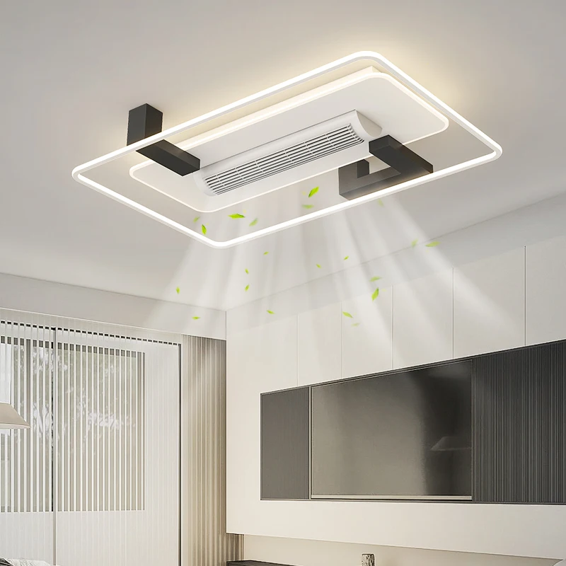 Moderner intelligenter LED-Deckenventilator mit Licht, Schlafzimmer, Wohnzimmer, Dekoration, Heimfernbedienung, unsichtbarer blattloser Ventilator,