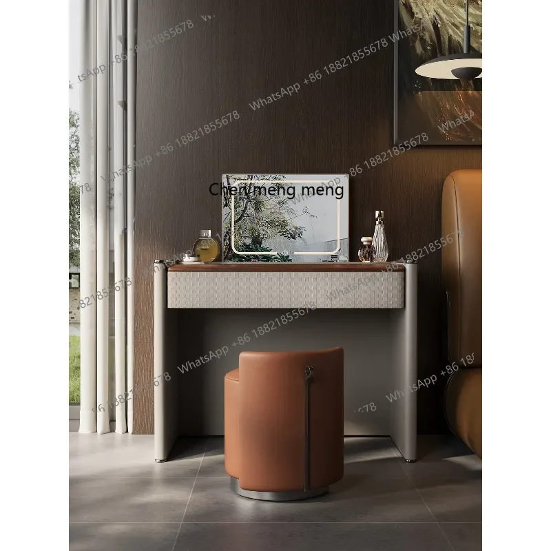 

Italian minimalist dresser smart electric lifting hidden mirror light luxury storage dressing table