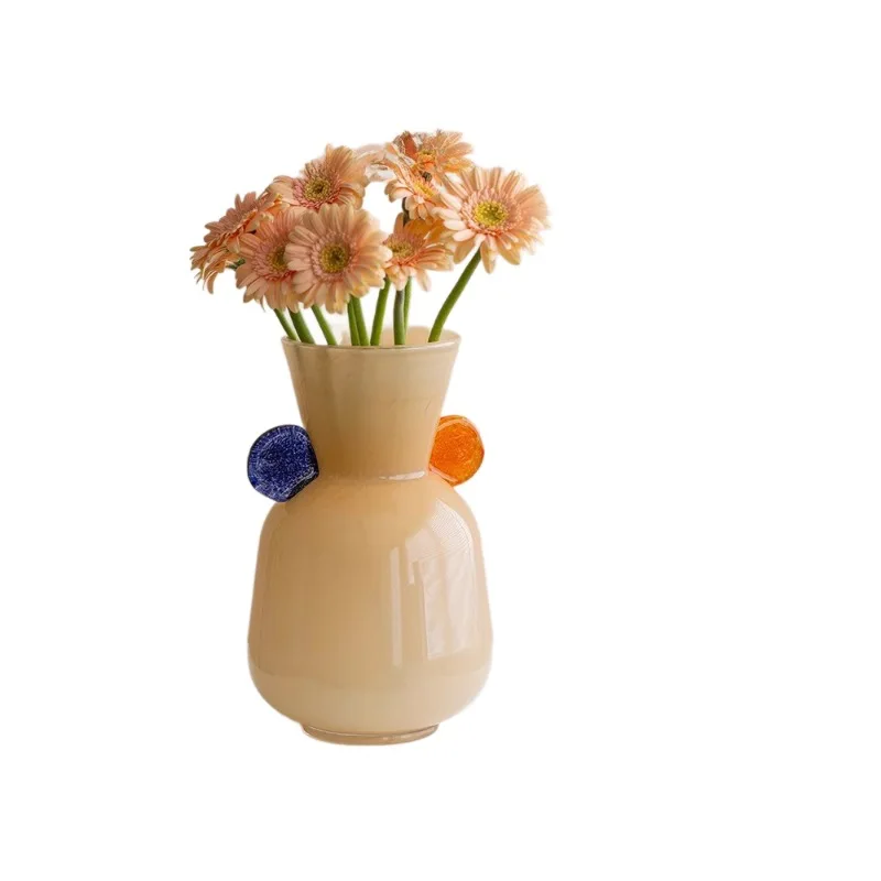

Medieval style handmade binaural vase gradual change glazed ornaments, home decoration