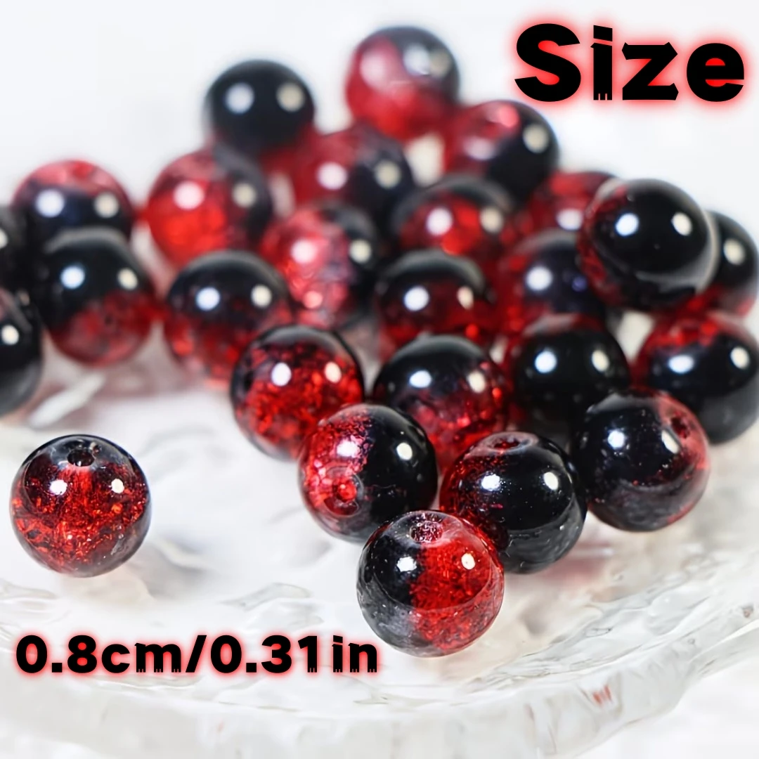 8mm Zweifarbige Rissperlen, Schwarz-Rot, Lila Farbschema, Acrylperlen, DIY-Dekoration, Kleidung, Anhänger, Schmuckperlen – Detail 5