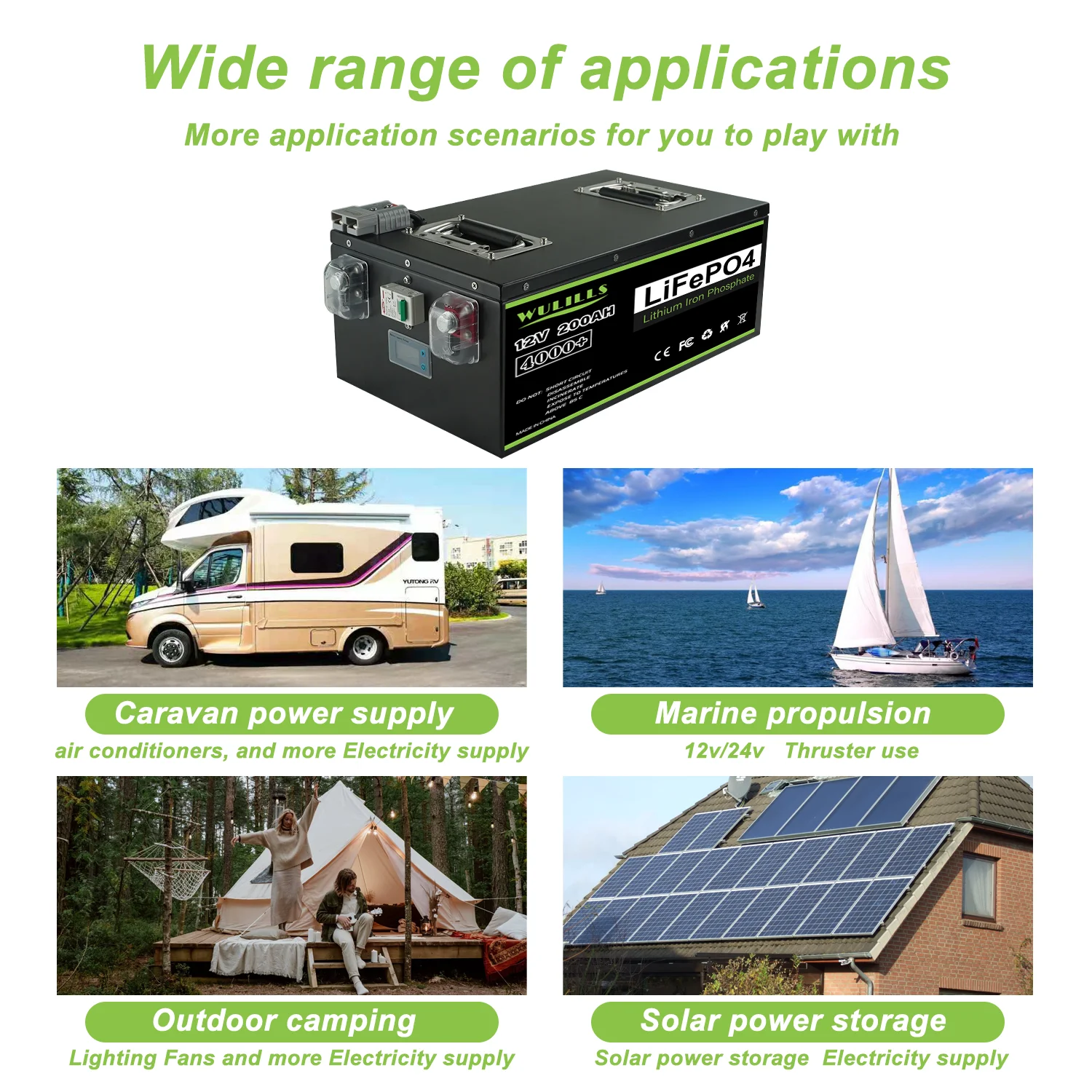 Batería LiFePO4 de 12V, 200Ah, 280Ah, 400Ah, 24v, 100Ah, 200Ah, 48v, 120AH, BMS integrado para almacenamiento de energía Solar en el hogar, perfecto sin impuestos