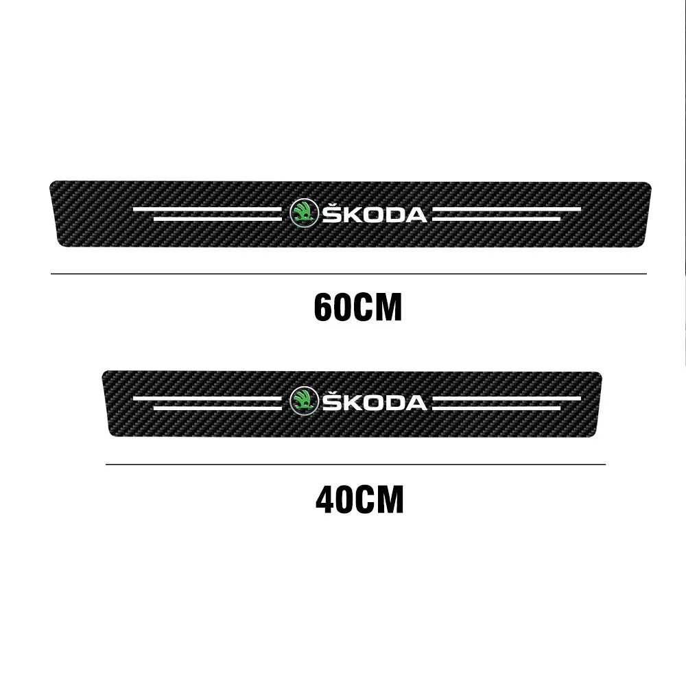 4Pcs New Leather Carbon Fiber Car Door Sill Threshold Protector Stickers For Skoda Octavia 2 A5 A7 Superb 3 Fabia 2 Karoq Rapid