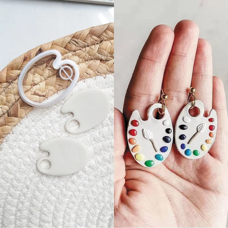 DIY Oil Painting Board Polymer Clay Cutter Pottery Soft Ceramic Clay Jewelry Earring Cutting Mold Art Supply Tools