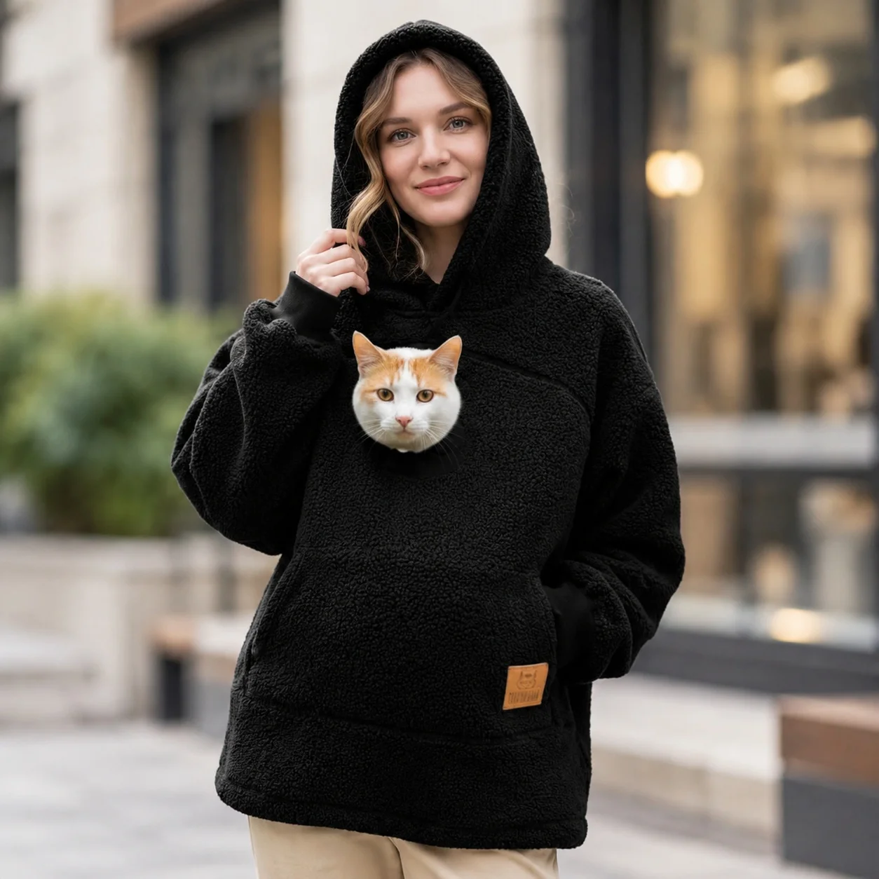 Casual Hat Loose Fit Straight Cut Korean Casual with Pullover Daily Hooded Thick Relaxed Fit Women Hoodies and Sweatshirts