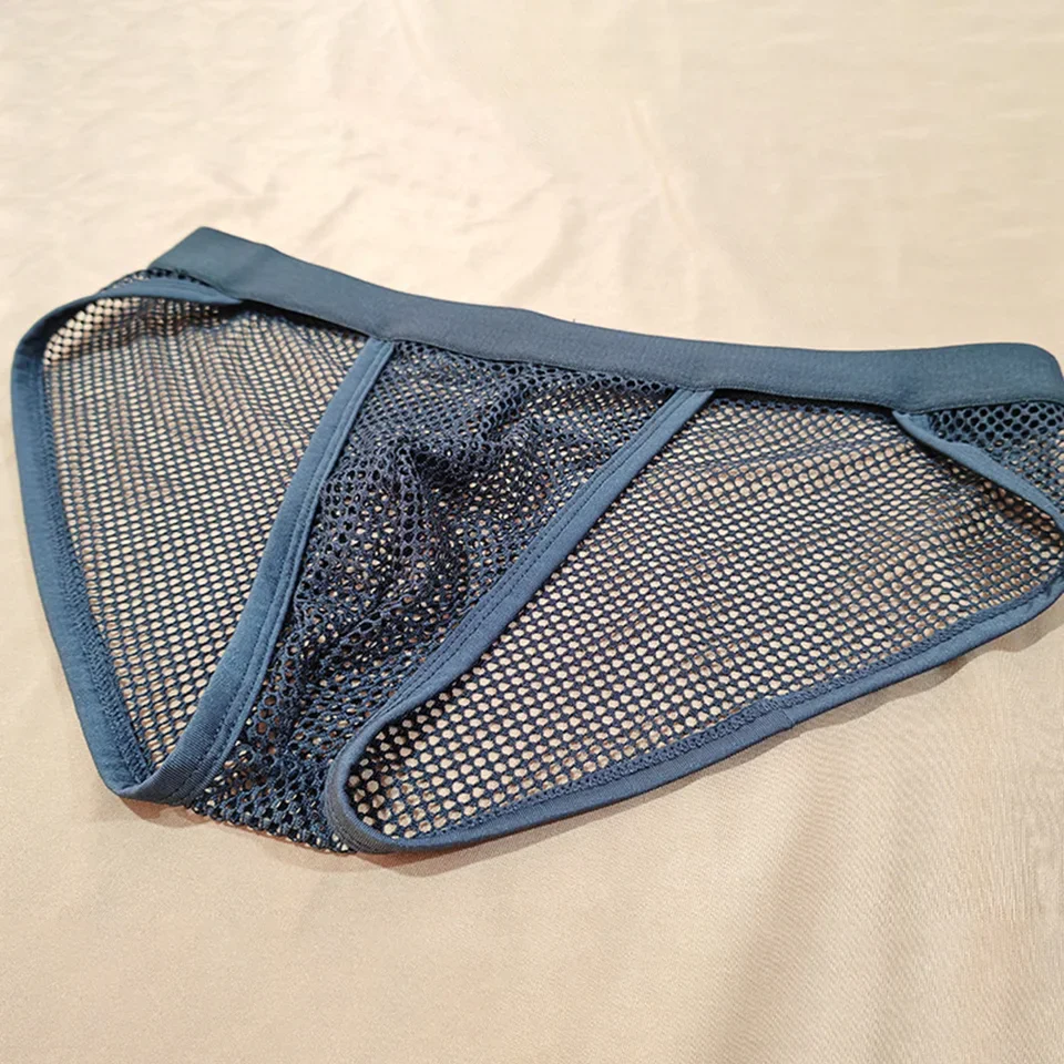 1pc Men Breathable Mesh Briefs Male U-Convex Pouch Mid-rise Brief Mesh Sheer High Fork Summer Cool Sexy Underwear Plus Size