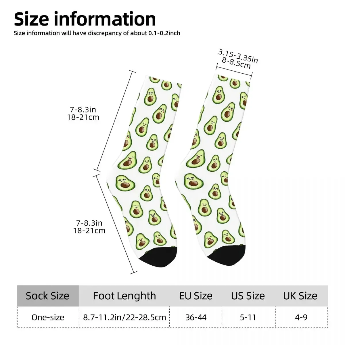 Calcetines divertidos de aguacate y emoticonos para hombre y mujer, medias de alta calidad, medias largas de todas las estaciones, accesorios para regalos de Navidad, Unisex