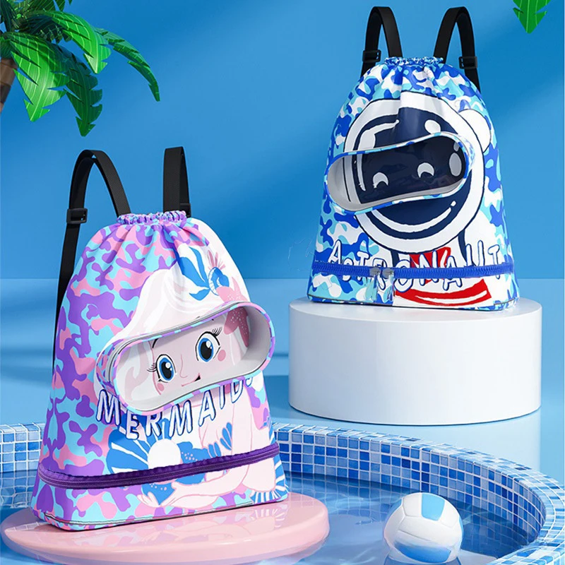 Borsa da nuoto per bambini Borse a tracolla portaoggetti impermeabili per bambini Zaino per bagagli a mano Borsa di separazione asciutto e bagnato