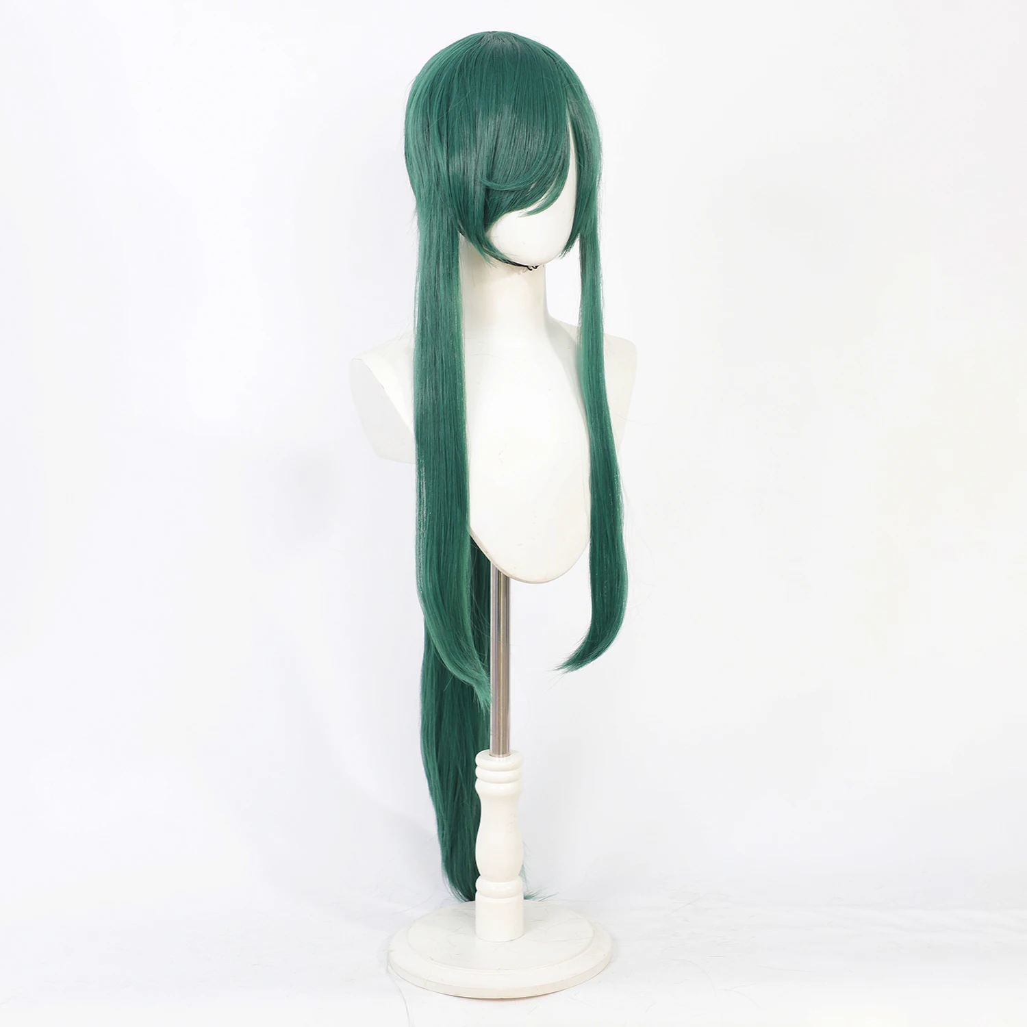 100cm Dark Green Long Ponytail Touken Ranbu Nikkou Aoe Cosplay Wig Heat Resistant Synthetic Hair for Anime Halloween Costume - view 3