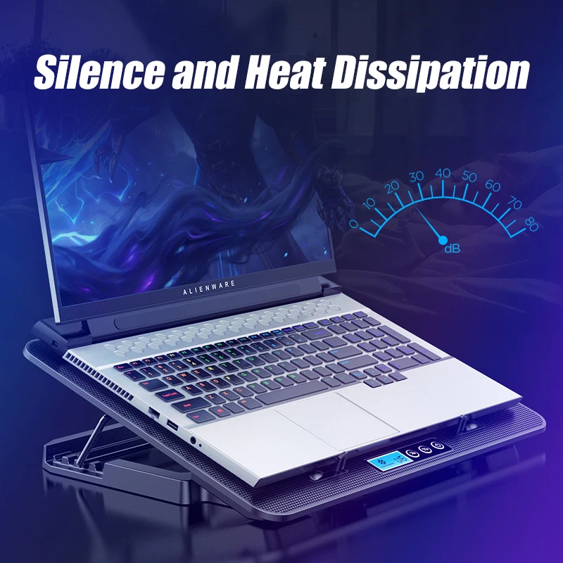 Imagem -05 - Portable Gaming Laptop Cooler Base Stand Altura Ajustável Silent Fan Cooling With Control Notebook Heat Dissipator Holder Rack