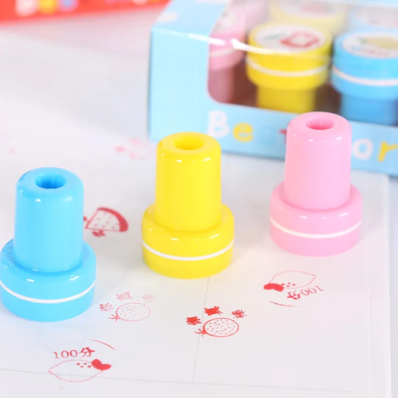 CHEN LIN 10Pcs Kinder Obst Muster Stempel Bunte Nette Tiere Dichtung DIY Sammelalbum Fotoalbum Briefmarken kindergarten Belohnung Spielzeug