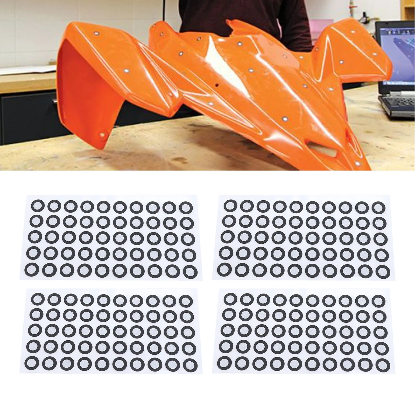 

500Pcs 3D Scan Tracking Dot 3D Scanning Marker 6mm ID 10mm OD Reference Point Diffuse Reflection Markers 3D Scan Tracking Dots