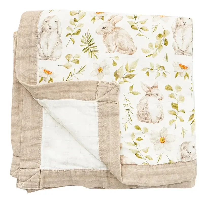 Elinfant digital print 120*110cm newborn bath towel wrap receiving blanket 4 layers bamboo cotton muslin swaddle blanket