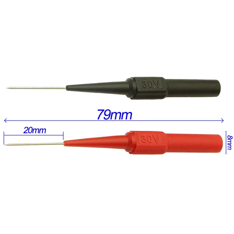 2pcs Insulation Piercing Needle Non-destructive Multimeter Test Probes Red/Black 30V-60V  For Banana Plug