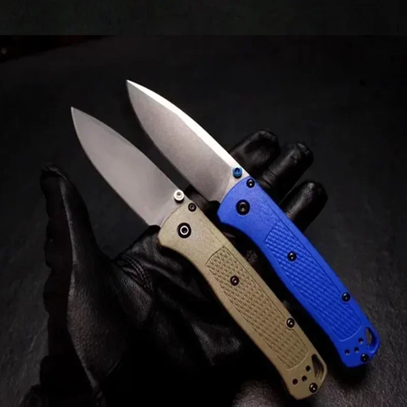 Folding BM 535 Blue/khaki Handle EDC Knife 440C Blade Nylon Fiber Handle Portable Hiking Camping Self-defense Hunting knife Tool