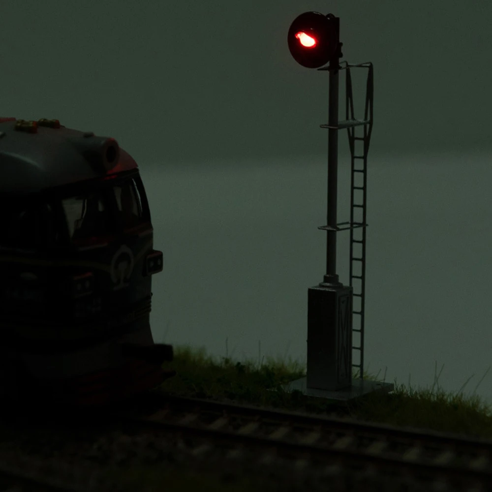 HO مقياس نموذج السكك الحديدية ثلاثي أضواء كتلة الكشاف إشارة غرامة صنع المعادن 1 الأهداف المتضادة الضوء الأخضر/الأحمر