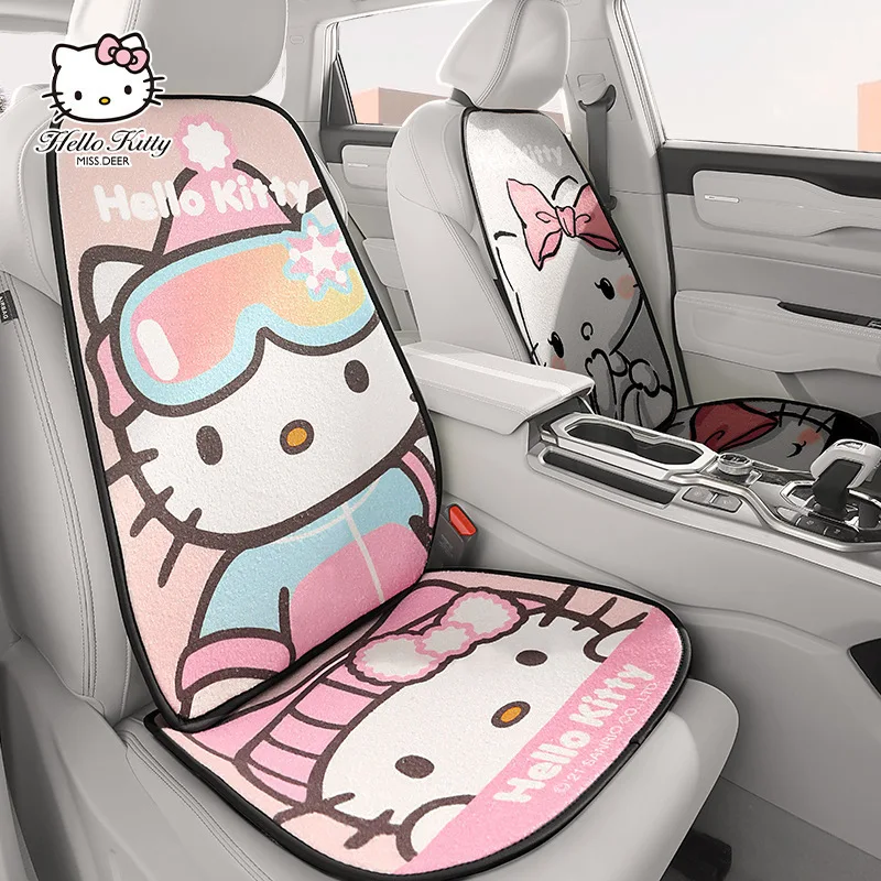 

Kawaii Hello Kitty Sanrio Car Seat Cushion Four Seasons Short Plush Hello Kitty Cartoon Warm Car Mat Car Decoration Accessories