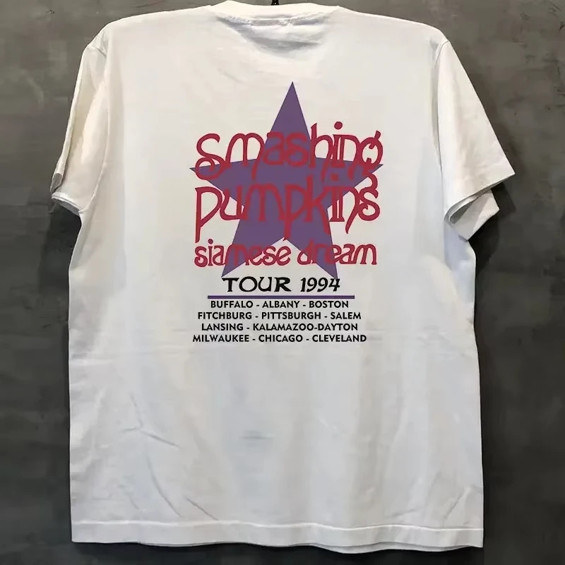 2026 High Street Vintage Rock Short Sleeve Men Women Chip Hip Hop T-Shirt Cotton Smashing Pumpkins Pro Ch