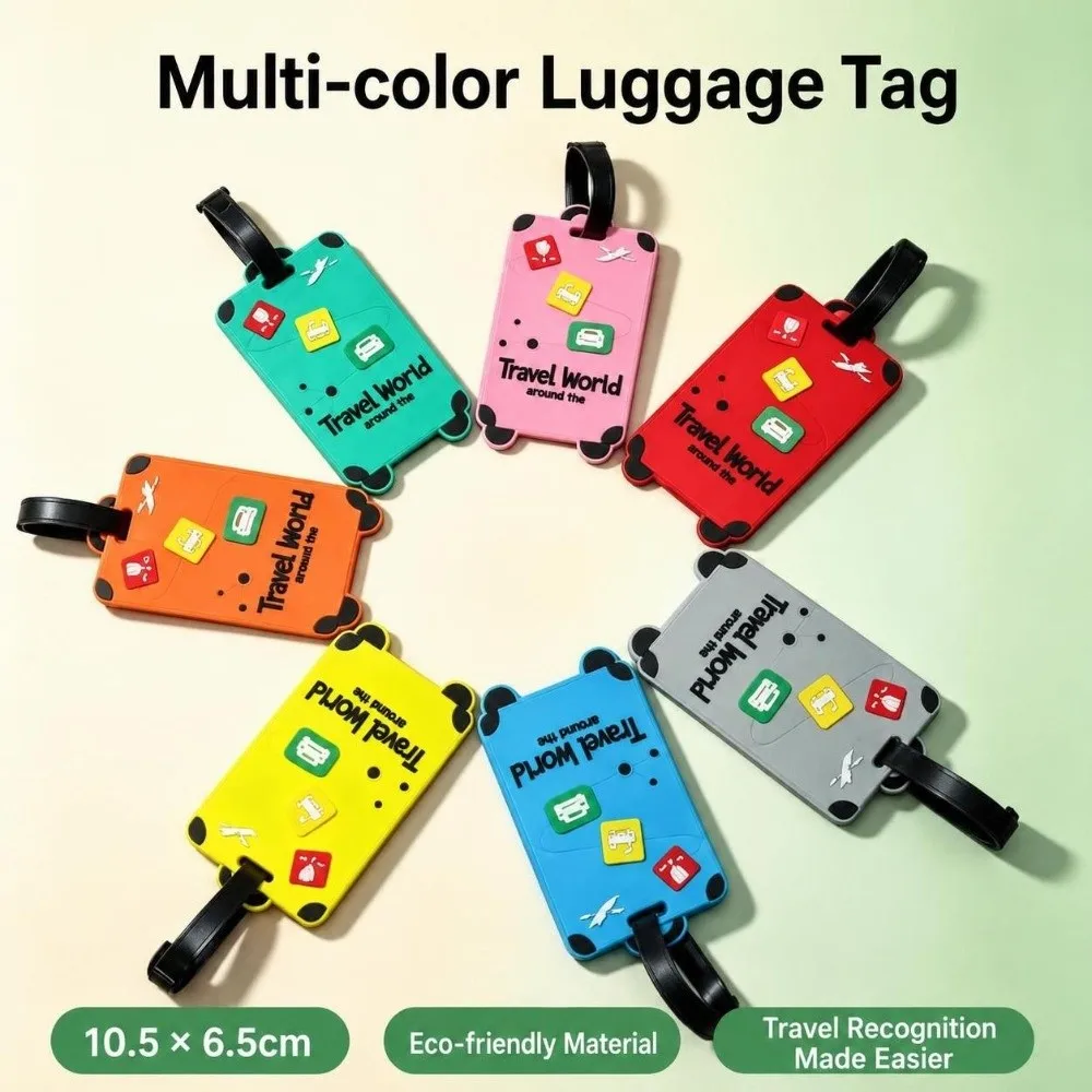 Cute Silicone Luggage Labels Waterproof Portable Luggage Tag with Signature Paper Universal Boarding Tags for Men Women