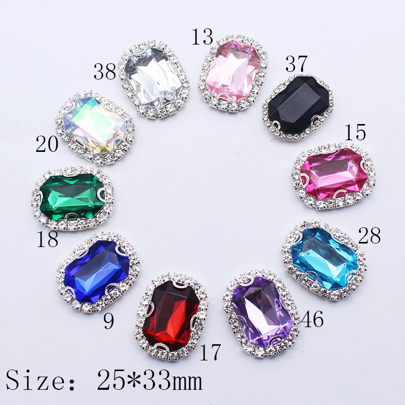 

5 шт./лот 25*33 мм прямоугольные Стразы с четырьмя отверстиями швейные пуговицы DIY посеребренные аксессуары для одежды ручной работы