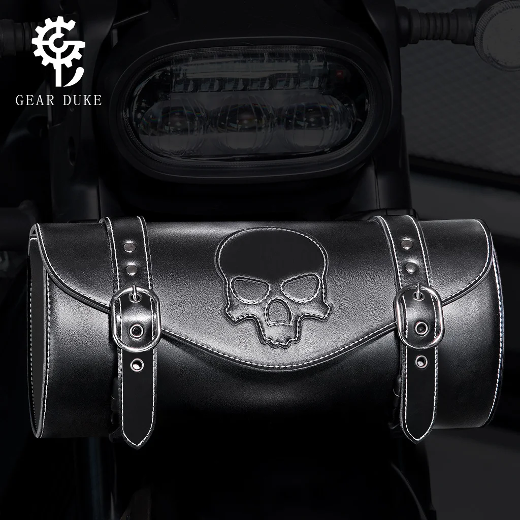 

European punk motorcycle modification kit, niche motorcycle skeleton, skull head front-end object, pocket hanging bag