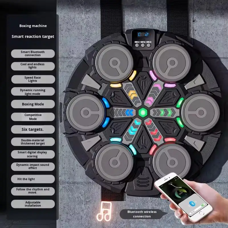 آلة الملاكمة الموسيقية الذكية الجديدة للكبار/الأطفال الرياضة اللياقة البدنية الملاكمة المدرب المنزل ممارسة الاستجابة التدريب الملاكمة جدار الهدف
