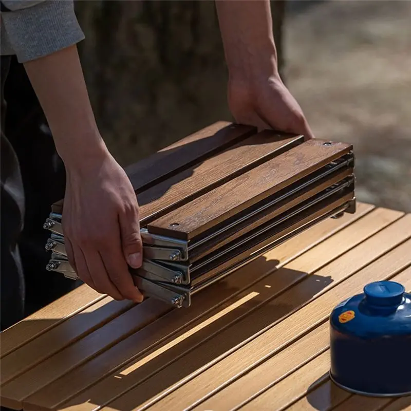 AB39-رف التخييم في الهواء الطلق المحمولة 3-Tier رف يسهل حملها طوي نزهة التخييم الشواء طاولة قابلة للطي ، اتقان غرامة #4