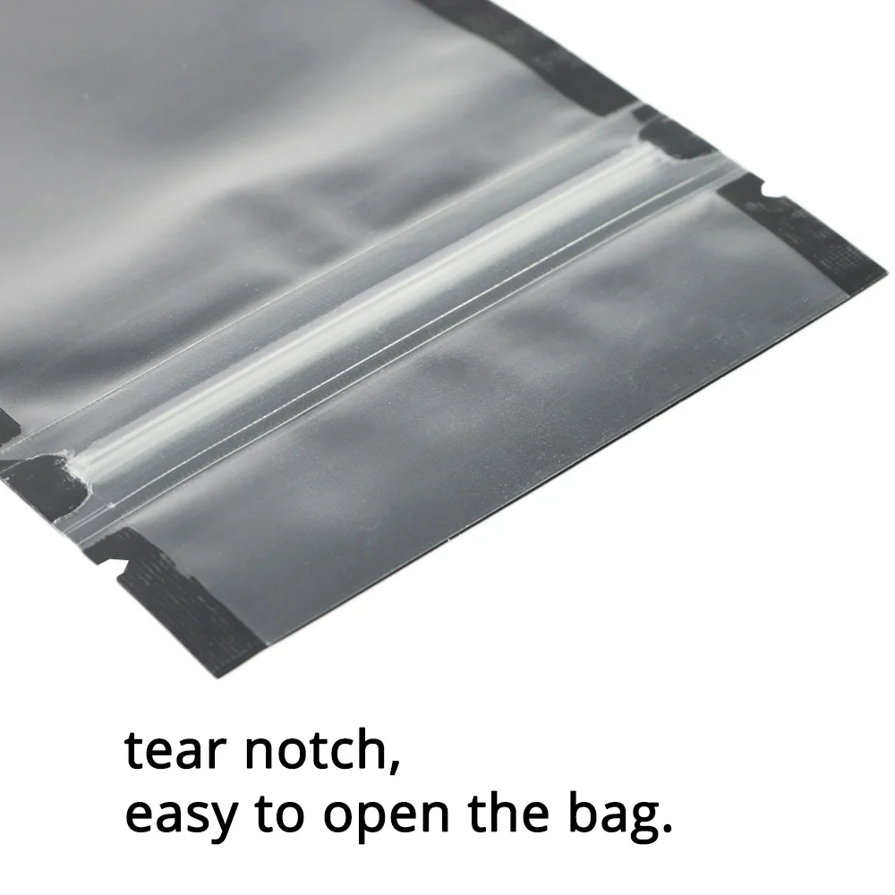 Heat Sealable Flat Plastic Mylar Packaging Bags Reusable Eco-friendly Zipper Matte Black Zip Lock Pouch With Frosted Window