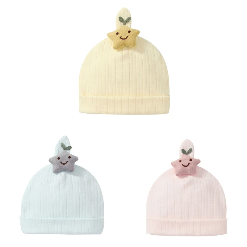 N80C Newborn Baby Hat Star Infant Caps Baby Boy Girl Toddler Hats Infant Beanie Caps for 0-6 Months