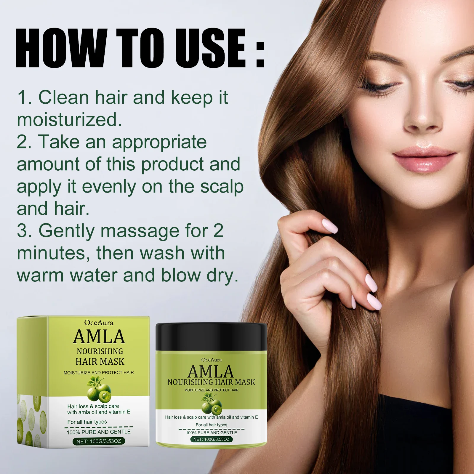 Amla Oil Shampoo Anti Loss Strengthen Root Repair Damaged Hair Anti-Breakage Conditioner Reduce Split Ends Nourishing Hair Mask view 6