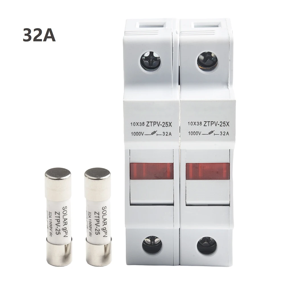 بطارية 2P فيوز حامل 83*74*35 مللي متر DC1000V فيوز 10x38 مللي متر فيوز حجم DIN السكك الحديدية جبل 35 مللي متر قدرة كسر عالية 33kA