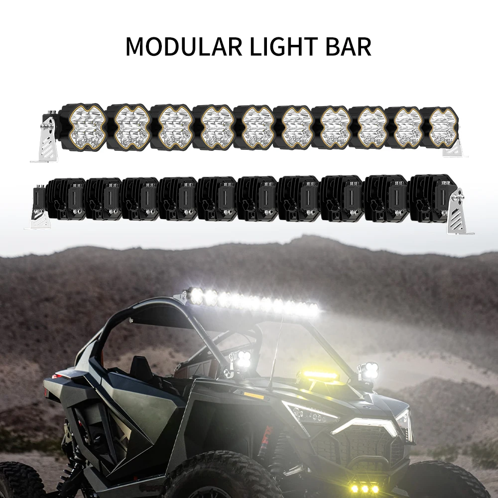 HAOLIDE Modular LED Strip Light Bar 7-9 Units High Power Amber Yellow DRLIP68 for Wrangler 4x4 Truck Truck off-road use 12V 24V