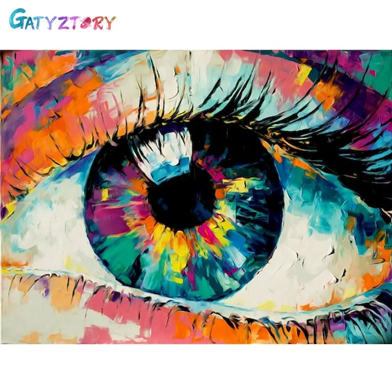 GATYZTORY Paint By Number Colorful Eyes Pictures By Number Drawing On Canvas HandPainted Art Gift Kit DIY Home Decoration