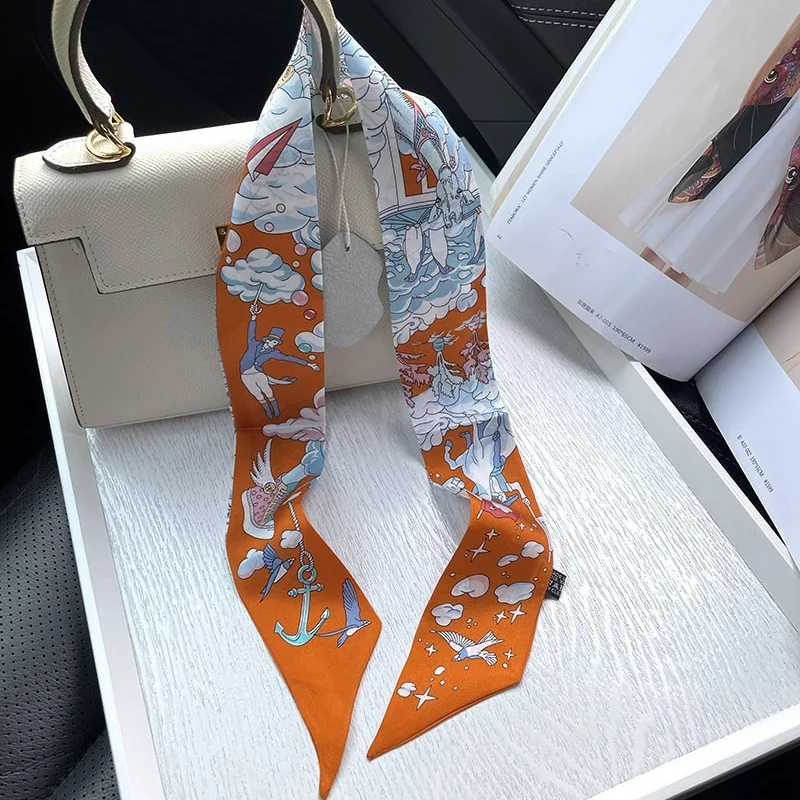 3 Colors 100% Silk Ribbon Neck Head Hair Scarf Fashion Print Bag Scarfs 85*5cm