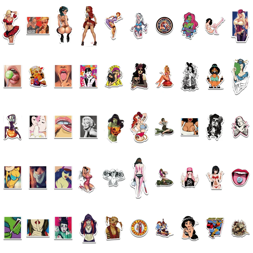 10/30/50/100pcs Sexy Seduction Lady Stickers Pretty Girl Cartoon Adult Graffiti Decals Notebook Phone Luggage Waterproof Sticker