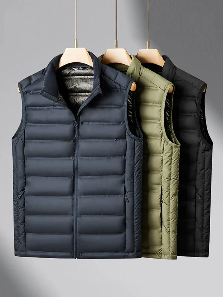 90% White Duck Down Men\'s Winter Vest Sleeveless Puffer Jacket Graphene Liner Stand Collar Warm Down Gilet Coats Big Size 8XL