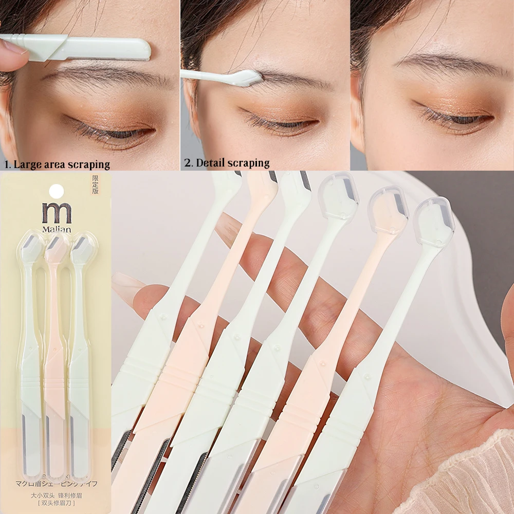 3 Pieces Of Eyebrow Trimmers, Double-Headed Sharp Blades, Safety Net, Professional Eyebrow Trimmer, Portable Eyebrow Makeup Tool