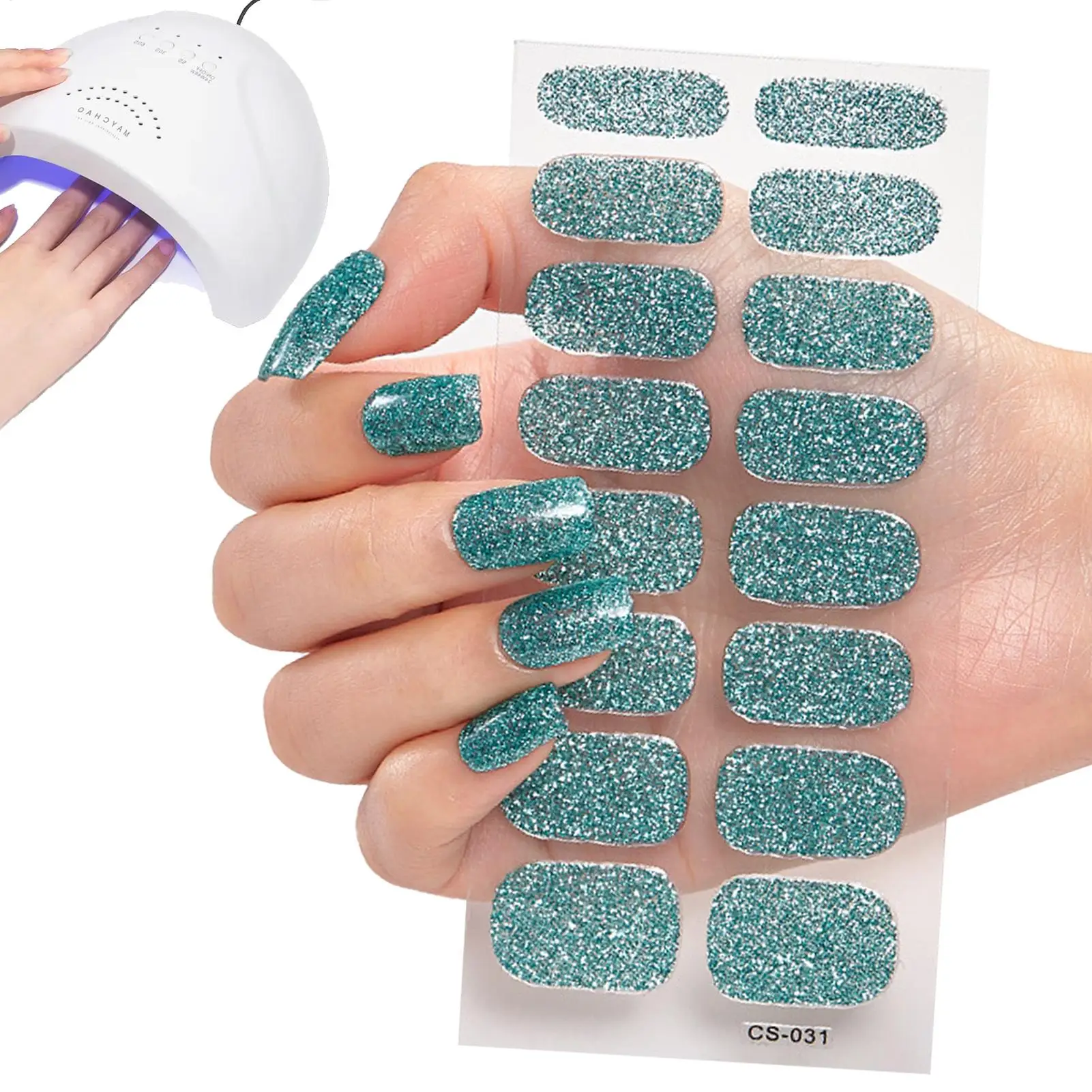 Nail Polishing Stickers Semi-Cured Peel And Stick Nail Wraps Long Lasting Full Coverage Nail Strips For Women Home DIY Self Nail