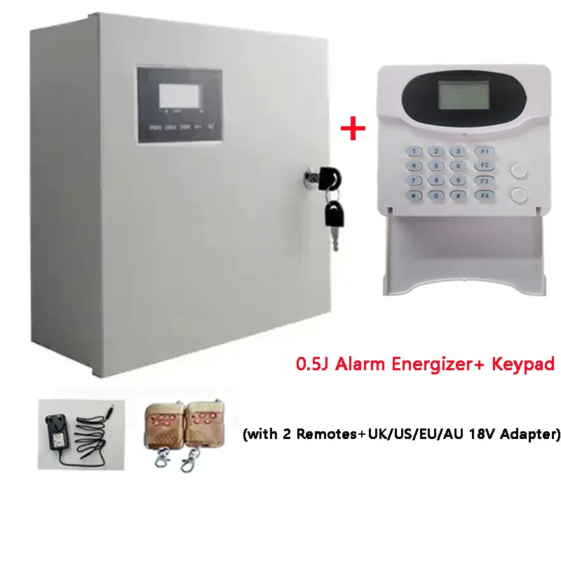 5 Joules Security Alarming Electric Fence Energizer + 32 Words Keaypad 14KV  Electric Fence House Villas Keypad Remote Energizer