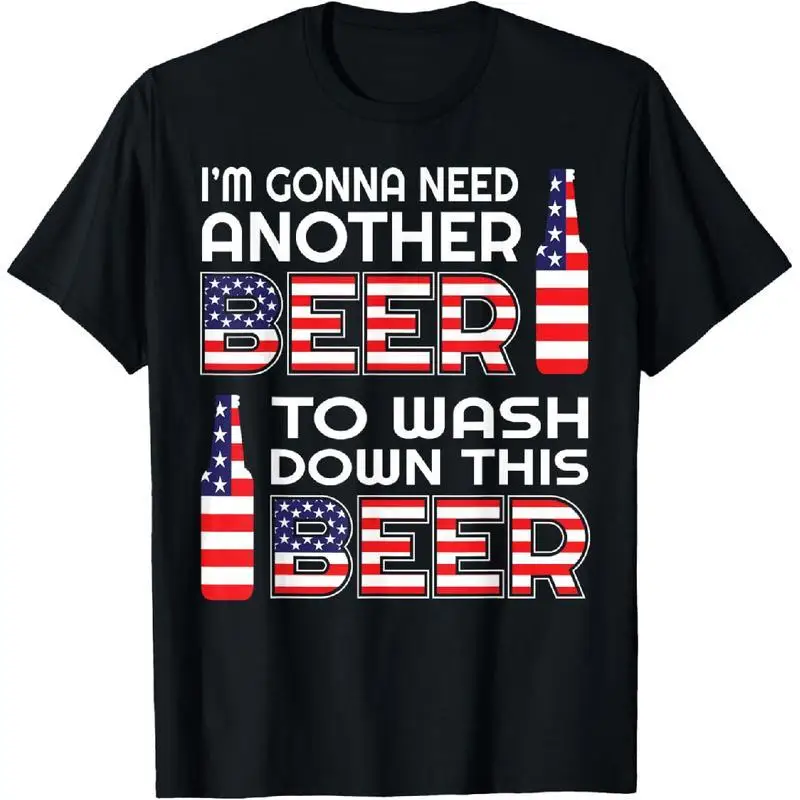 

Funny Beer T-shirt Men Women Unisex American Flag Drinking Tee Casual Short Sleeve Top Patriotic 4th of July Party Shirt