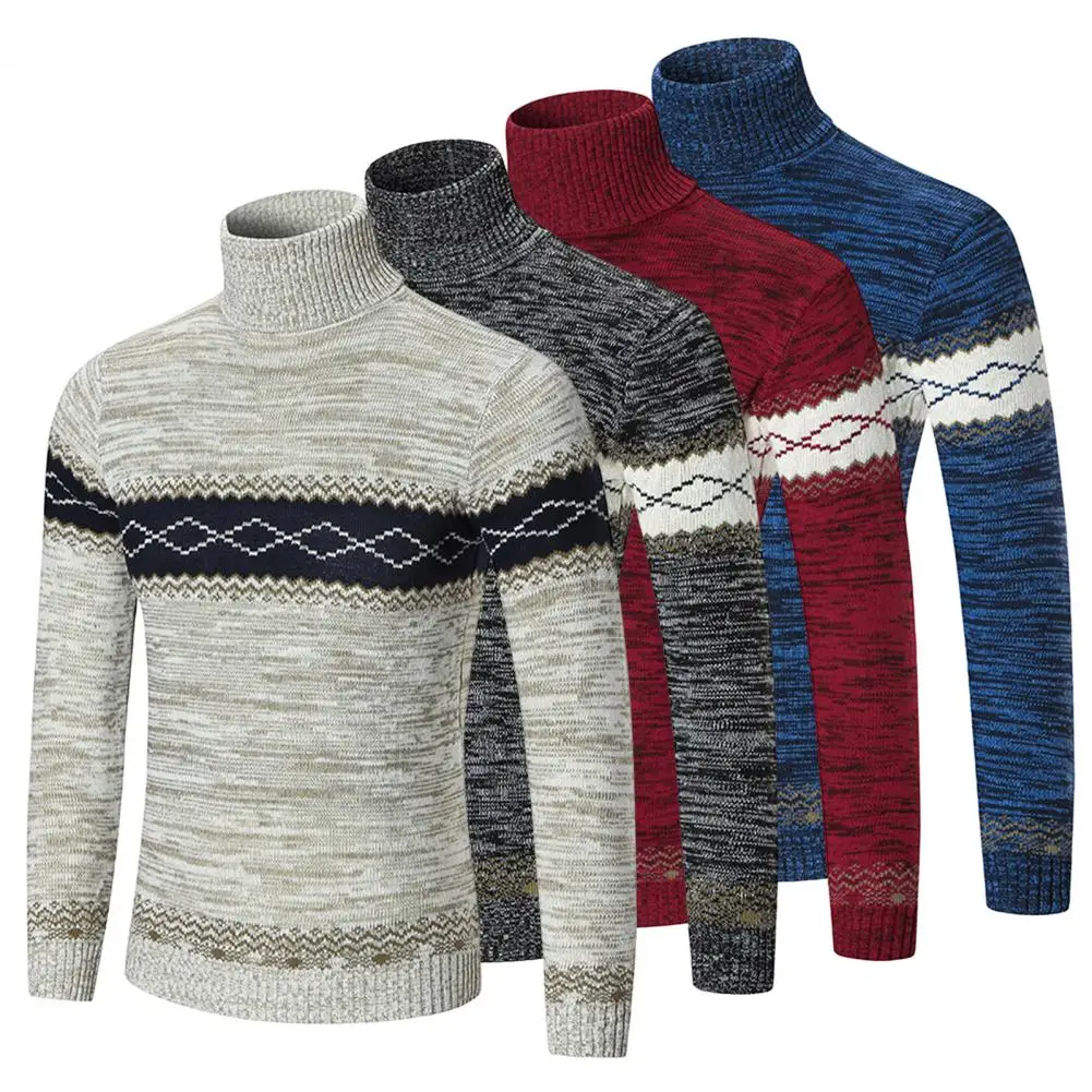 

Skin-touch Chic Slim Fit Knitting Pullover Sweater Temperament Men Pullover Sweater Patchwork Male Clothing